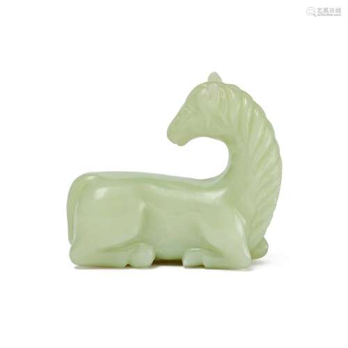A pale celadon jade carving of a horse, 20th century | 二十世...
