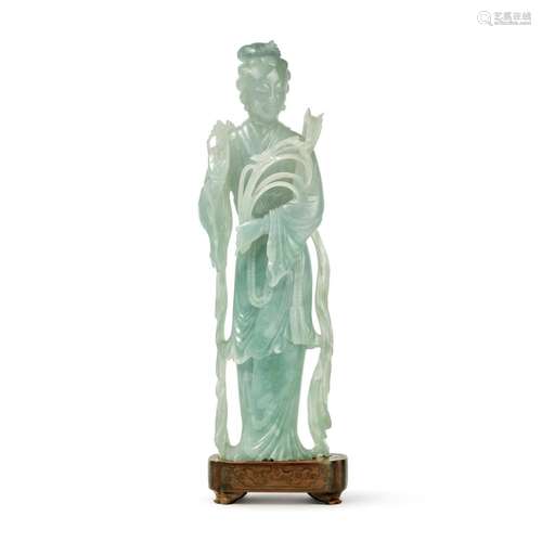 A jadeite figure of a meiren, 20th century | 二十世紀 翠玉雕...