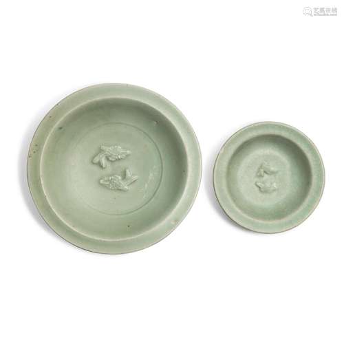 Two 'Longquan' celadon-glazed 'fish' washers...