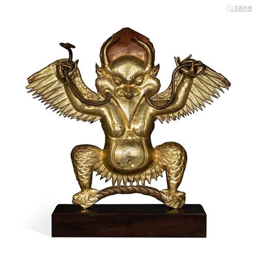 A large gilt-bronze 'Garuda' fitting, Nepal, 19th ce...