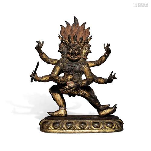 A gilt-bronze figure of Mahakala, Tibet, 19th century | 西藏...