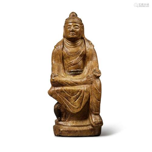 A stone seated figure of a bodhisattva, 20th century | 二十世...