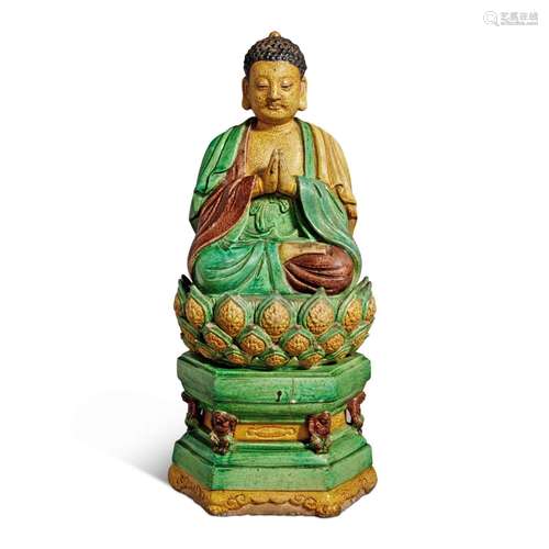 A sancai-glazed figure of Buddha, Late Ming dynasty | 明末 三...