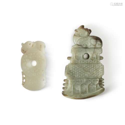 Two archaistic jade blades, Qing dynasty, 19th century | 清十...