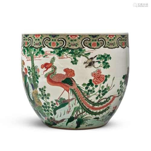 A large famille-rose 'phoenix' planter, 19th / 20th ...