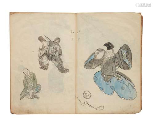 Hayashi Shitatsu, an album of Japanese drawing, ink and colo...