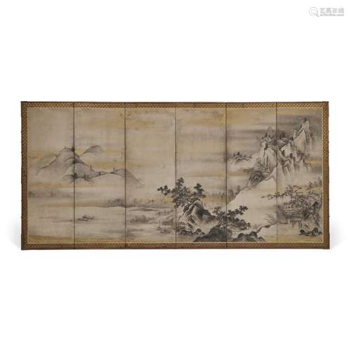 Unkoku School, A six-panel screen,  Japan, 17th / 18th centu...