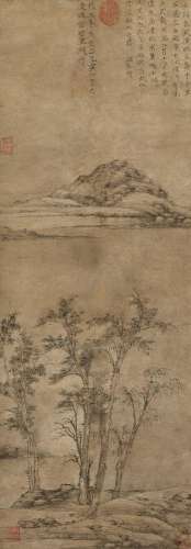 Ni Zan 1301-1374 倪瓚  | Spring Landscape 春雨溪岸圖