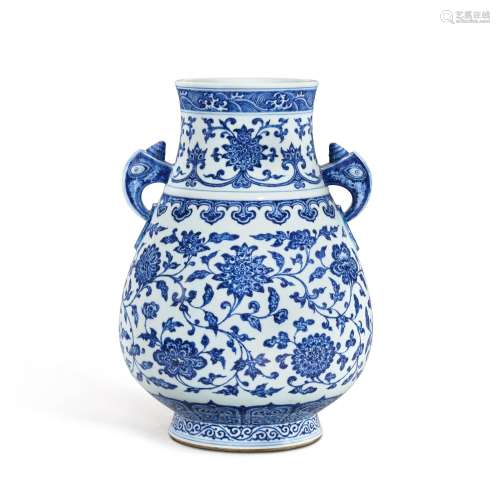 A blue and white handled vase, hu, Mark and period of Yongzh...