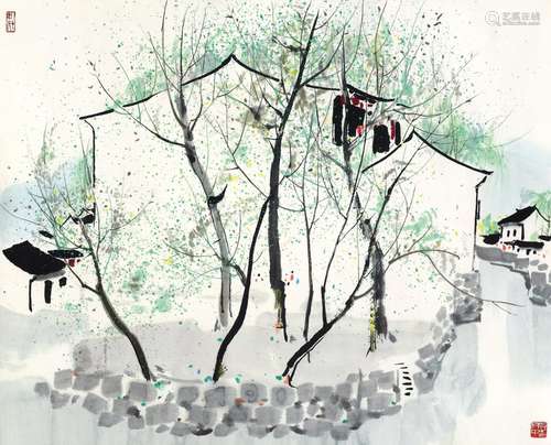 吳冠中 江南小鎮 │ Wu Guanzhong, River Town in Jiangnan