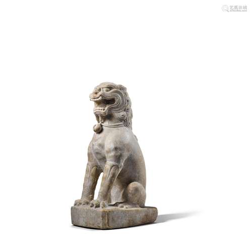 A limestone seated figure of a Buddhist lion, Tang dynasty |...