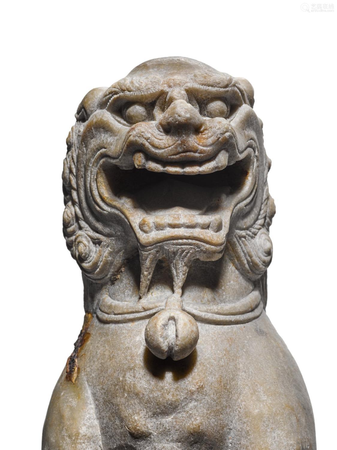 A limestone seated figure of a Buddhist lion, Tang dynasty |...－【Deal