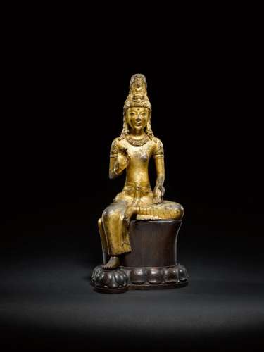 A highly important gilt-bronze seated figure of Avalokiteshv...