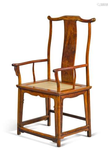 A rare and important huanghuali yokeback armchair, Late Ming...