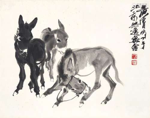 黃胄 三驢 | Huang Zhou, Three Donkeys