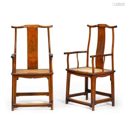 A pair of huanghuali yokeback armchairs, Late Ming dynasty |...