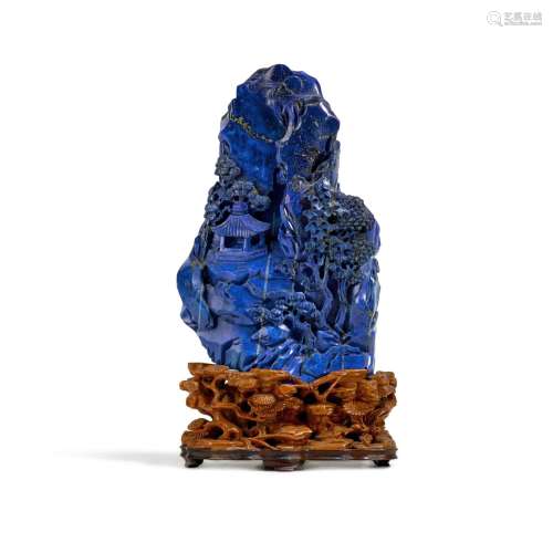 A carved lapis lazuli boulder, Qing dynasty, Qianlong period...
