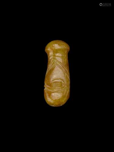 A miniature jade carving of a 'bottle horn', Shang dynasty o...