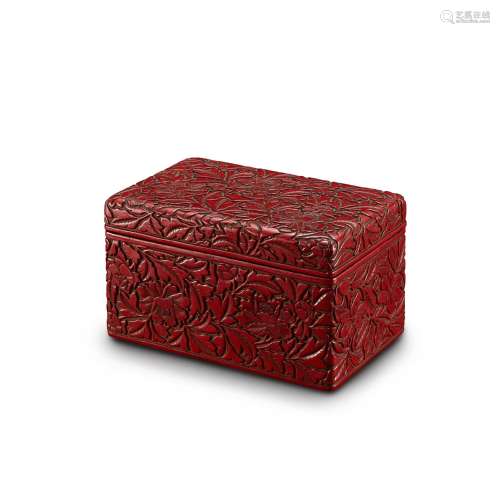 A carved cinnabar lacquer 'floral' box and cover, Ming dynas...