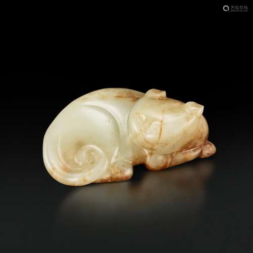 A white and russet jade figure of a badger, Ming dynasty |  ...