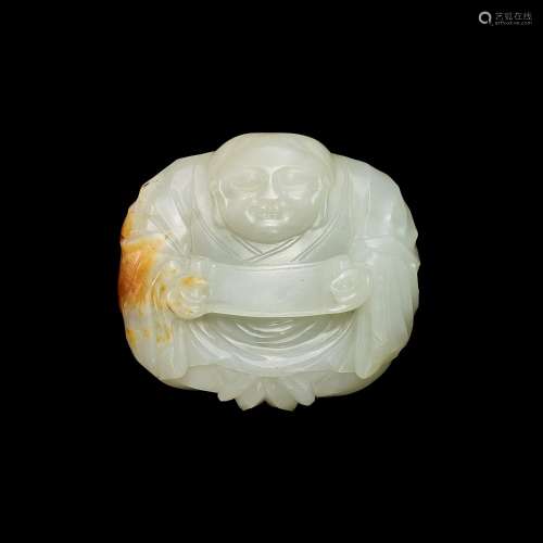 A white and russet jade belt buckle, Qing dynasty, 18th cent...