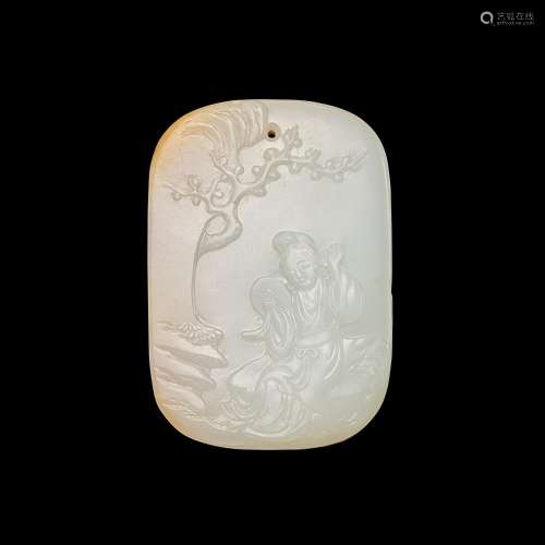 A white and russet jade 'meiren' plaque, Qing dynasty, 18th ...