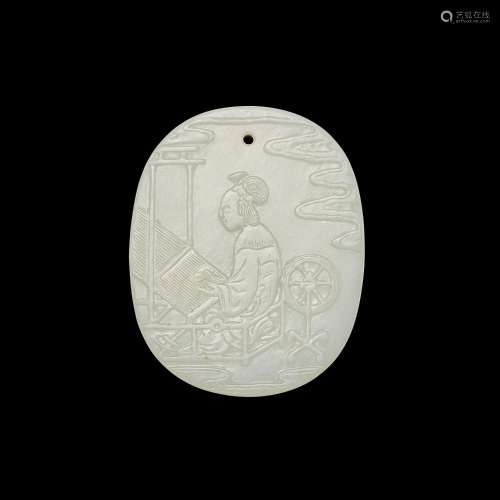 A white jade 'immortals' plaque, Qing dynasty, 18th century ...