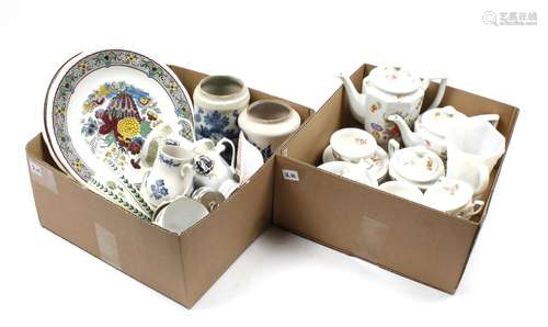 2 boxes with various porcelain