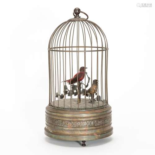 Singvogel-Automat als Käfig mit 2 Vögeln