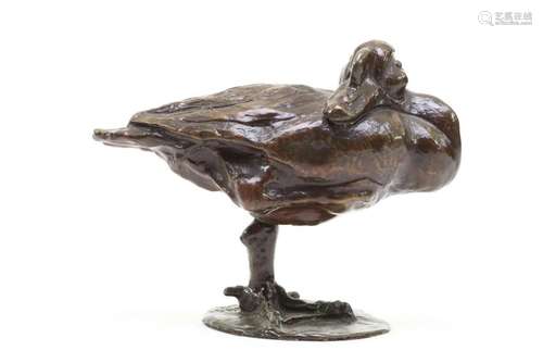 Bronzen sculptuur van eend