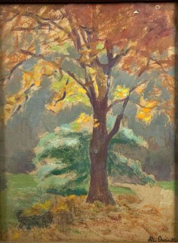 ORANT Marthe (1874- 1957)<br />
Arbre en automne<br />
Huile...