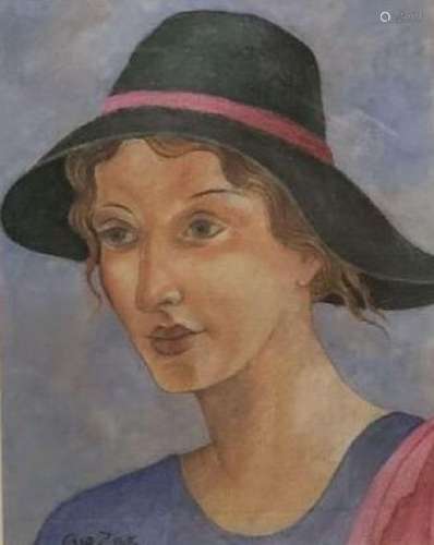 ZAK Eugeniusz (1884-1926)<br />
Portrait de femme au chapeau...