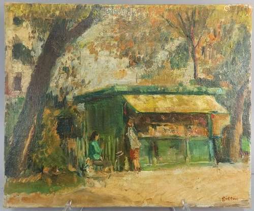 FILLON Arthur (1900-1974)<br />
Le square des Batignolles<br...