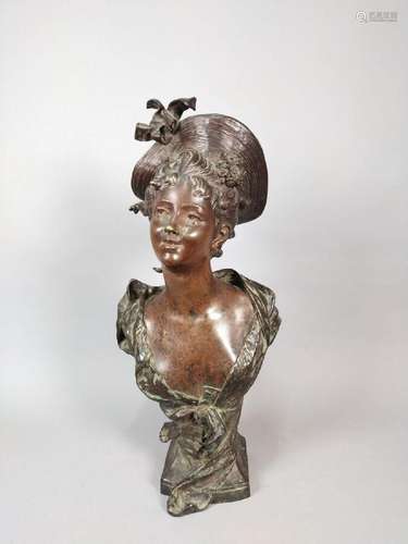 MOREAU Hippolyte (1832-1926)<br />
Femme au chapeau<br />
Br...