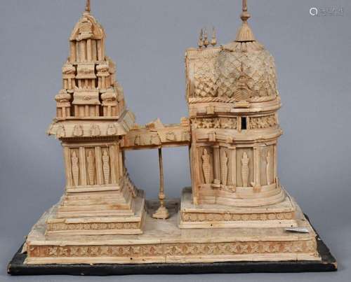 Maquette d'un temple d'Angkor en balsa laminé<br />
accident...