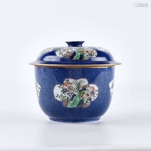 Chinese Powder Blue Lidded Porcelain Bowl