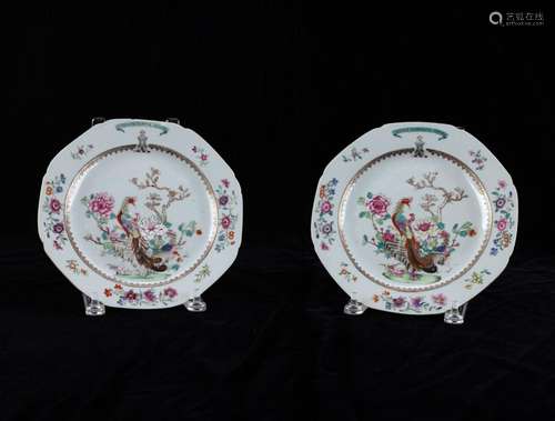 Pair Chinese Export Armorial Porcelain Plates