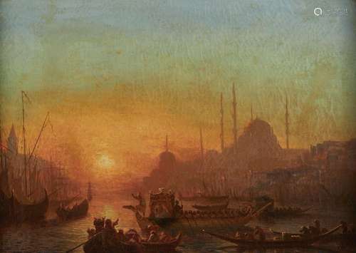 Benjamin Netter "Constantinople Sunset" Oil on Can...