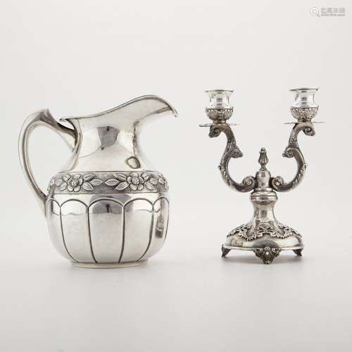 Sterling Silver Candelabra and Pitcher