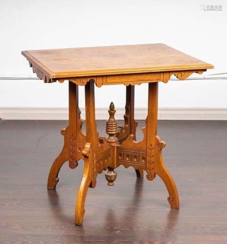 A walnut rectangular top table, 28 1/4 x 30 x 21 1/2 in. (71...