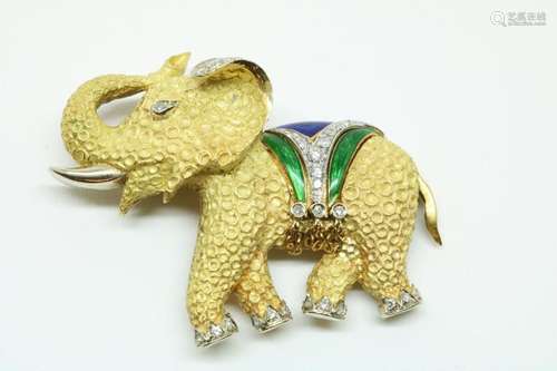 Bicolor gouden broche van olifant