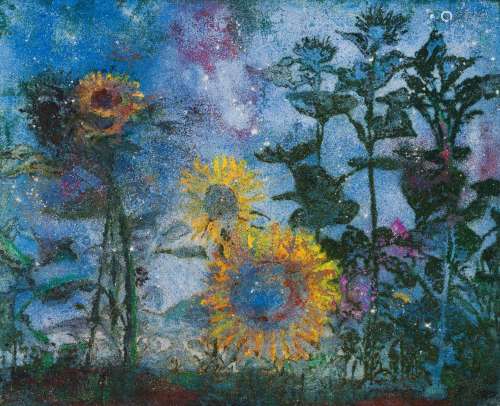 Jiří Georg Dokoupil (b. 1954) “Sunflowers in the night"