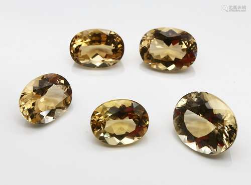 Lot 5 ovalfacett. Citrine zus. ca. 15.20 ct