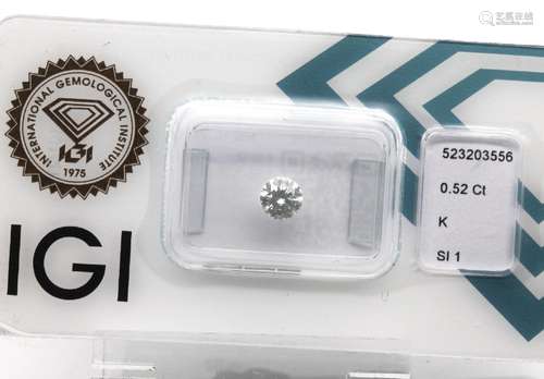 Eingeschweißter Brillant 0.52 ct l.get.Weiß (K)/si1