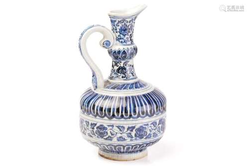 A Chinese porcelain blue and white ewer, of Persian influenc...