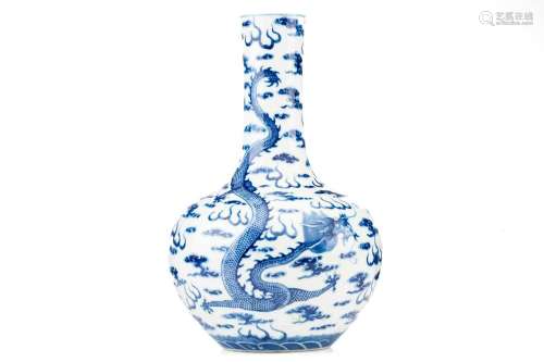 A Chinese blue & white dragon vase, Tianqiuping, painted...