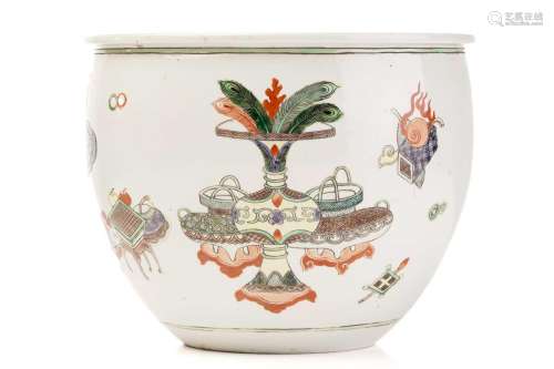 A Chinese porcelain famille rose jardiniere, painted with a ...