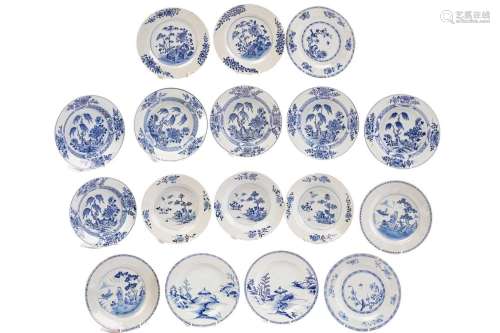 A set of six Chinese export blue & white soup bowls, Qin...