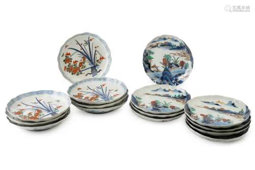 A set of seven Japanese Arita plates, late 19th century, pai...
