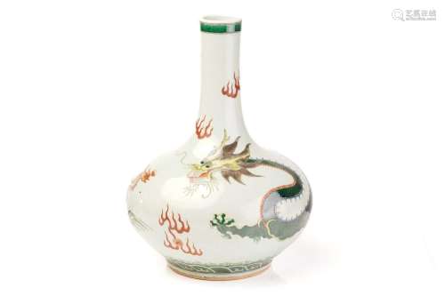 A Chinese porcelain tianqiuping dragon and fenghuang vase, p...